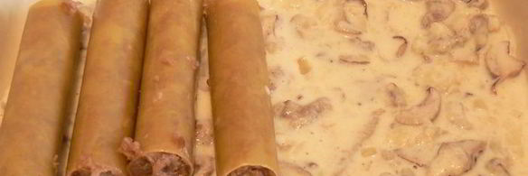 каннелони с фаршем и грибами