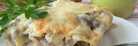 каннелони с фаршем и грибами