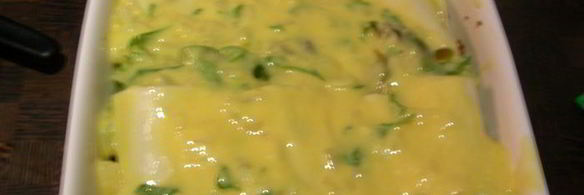 каннелони со спаржей и копченым лососем