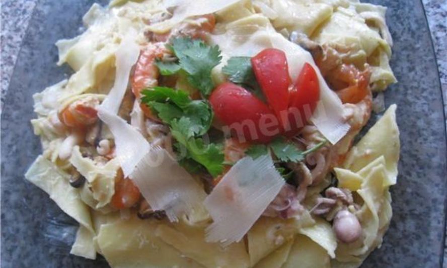 Рецепт макарон бантики с морепродуктами