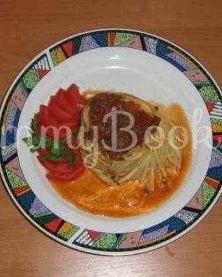 Макароны Гнезда с мясом и овощами