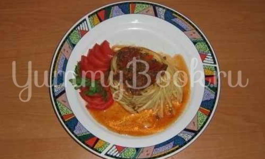 Рецепт макарон гнезда с мясом и овощами