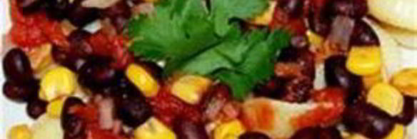 макароны с фасолью, кукурузой и цыпленком