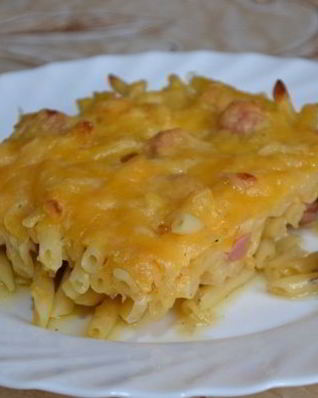 Макароны с сосиской в духовке