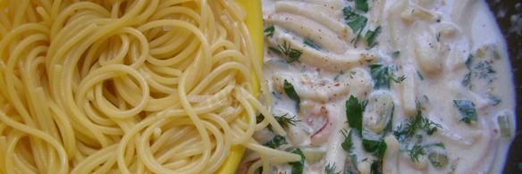 паста с кальмарами в сливочном соусе