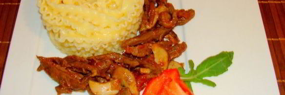 паста с телятиной и белыми грибами