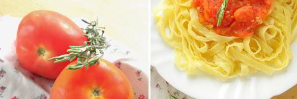 паста с томатным соусом и розмарином