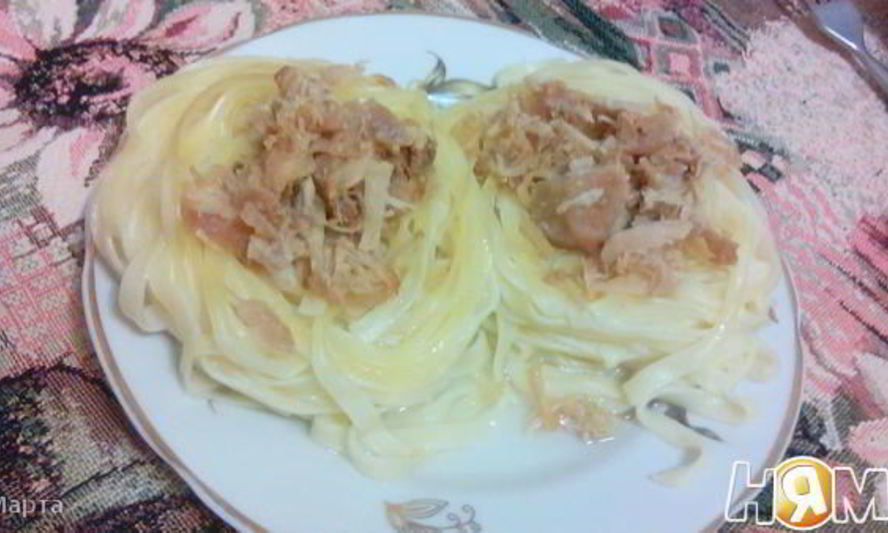 Рецепт спагетти-гнезд с мясом