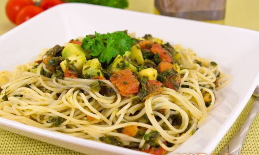 Рецепт спагетти с кабачками и шпинатом
