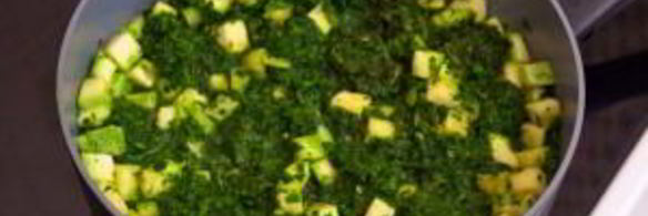 спагетти с кабачками и шпинатом