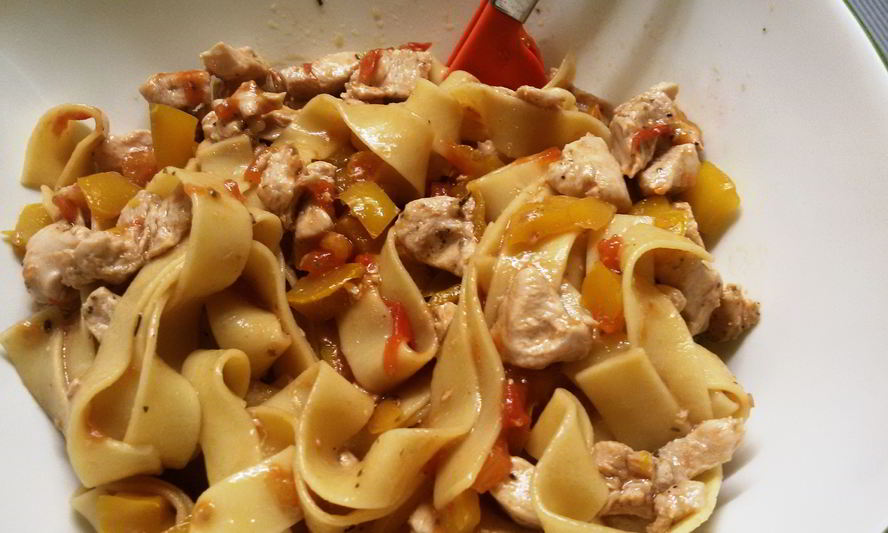 Рецепт спагетти с телятиной и овощами