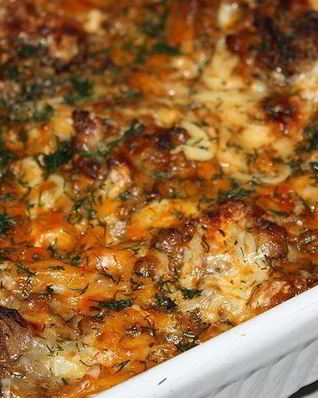 Фарш с грибами в духовке