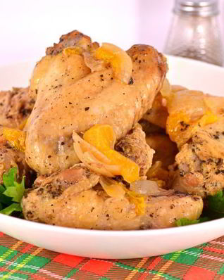 Куриные крылышки с мандаринами запеченные в рукаве