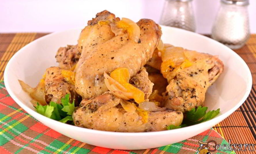 Рецепт куриных крылышек с мандаринами запеченные в рукаве