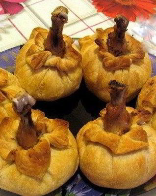 Куриные ножки с грибами в мешочке