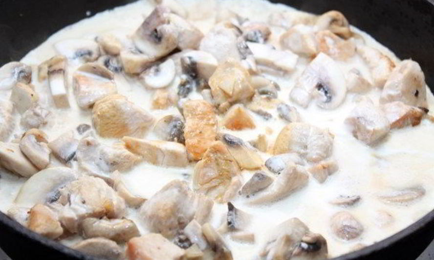 Рецепт курицы с грибами в сливках