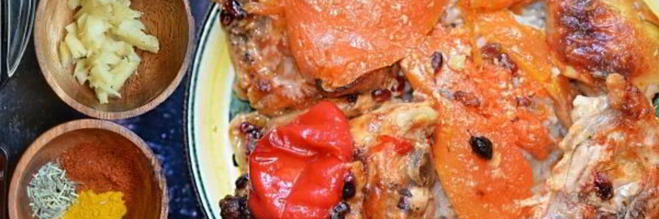 Курица в духовке с тыквой