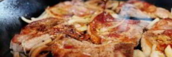 свиные отбивные с ананасом и рисом