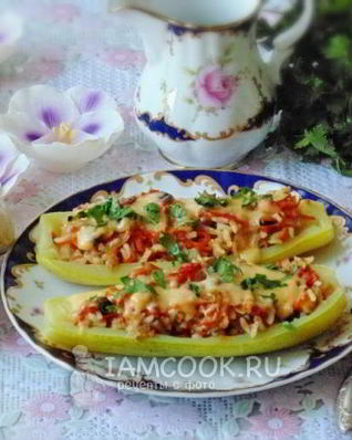 Кабачки фаршированные рисом и грибами
