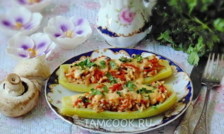 Рецепт кабачков фаршированных рисом и грибами