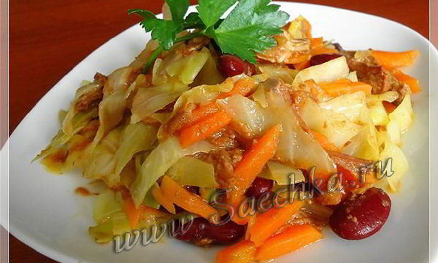 Рецепт капусты с фасолью