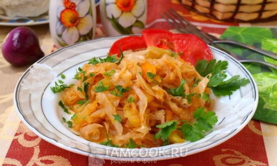 Рецепт капусты тушеной с кабачками