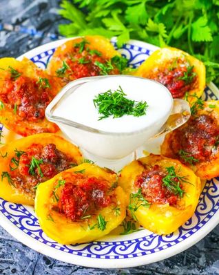 Картофель фаршированный фаршем в духовке