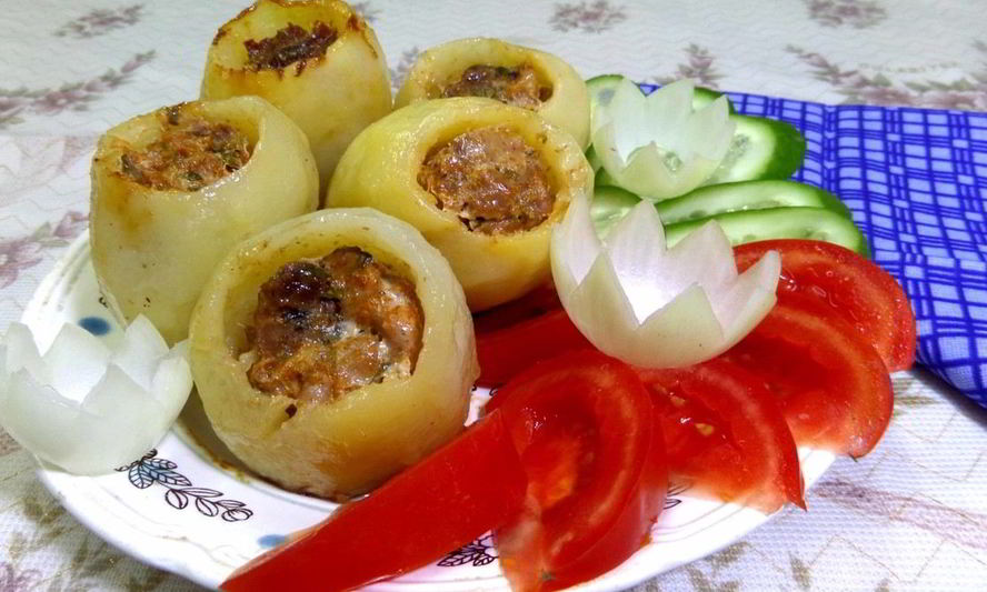 Рецепт картошки фаршированной свининой