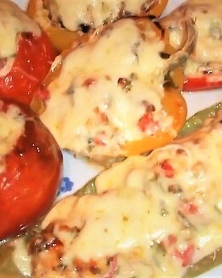 Помидор перец кабачок фаршированные и запеченные под сыром