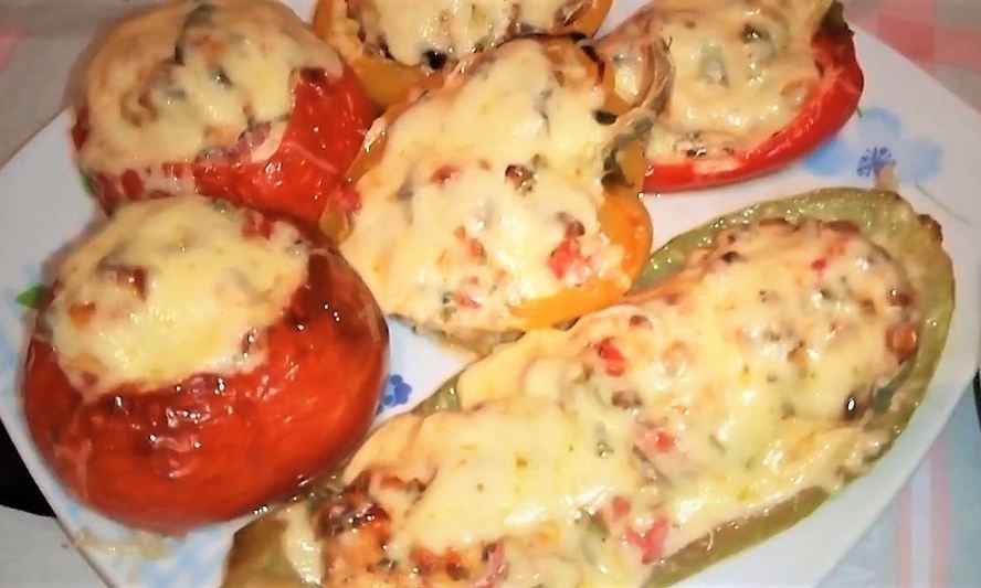Рецепт помидора перец кабачок фаршированные и запеченные под сыром