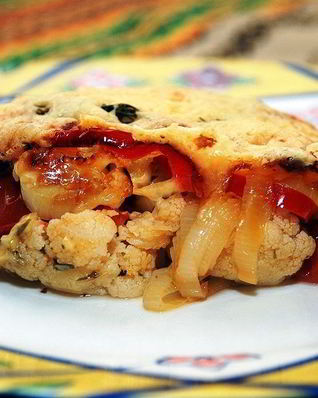 Цветная капуста с помидорами в духовке