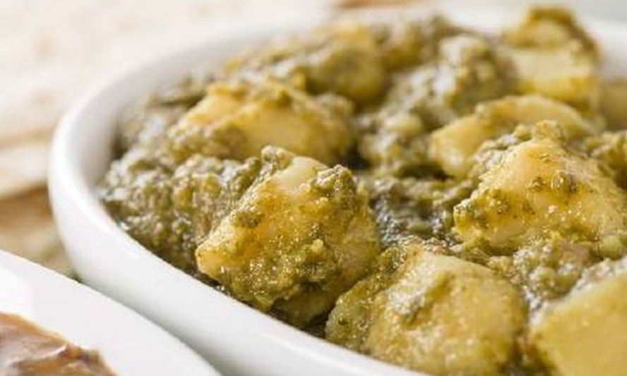 Рецепт тушеного картофеля с зеленым соусом