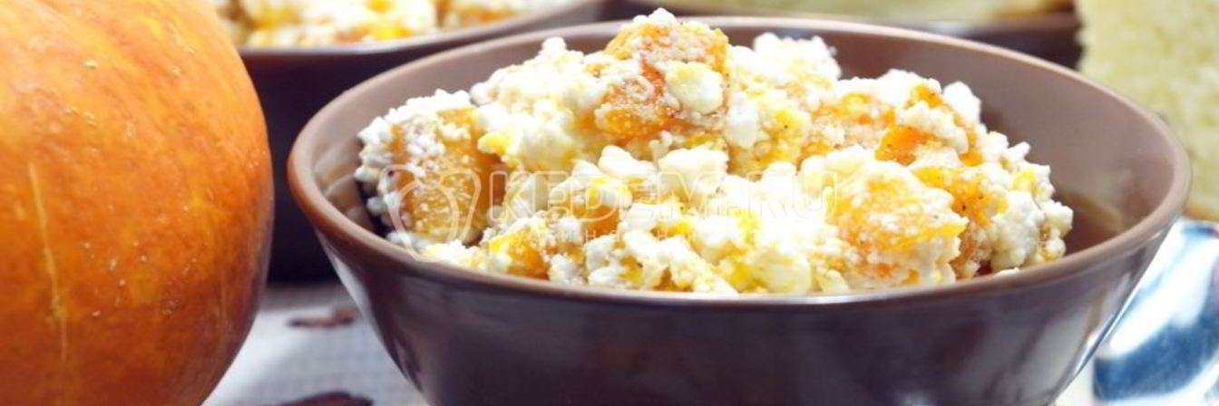 Запеченная тыква с творогом