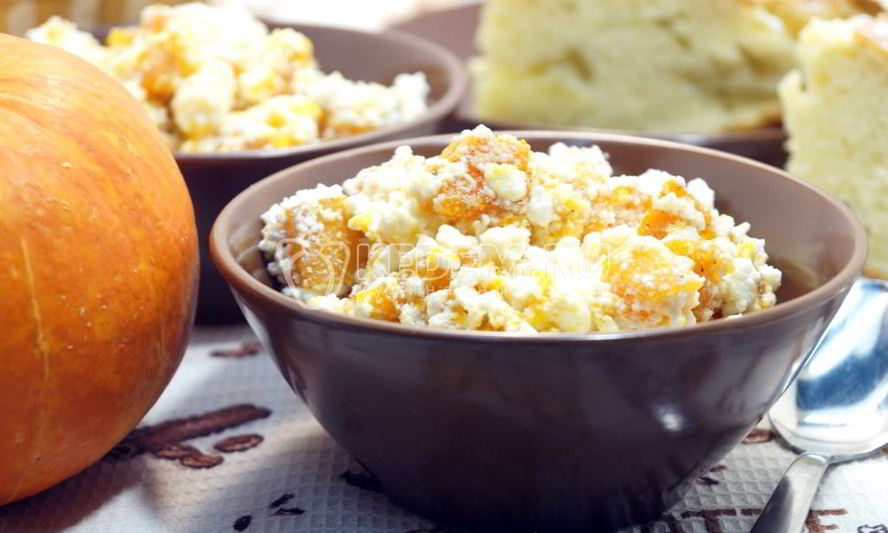 Рецепт запеченной тыквы с творогом