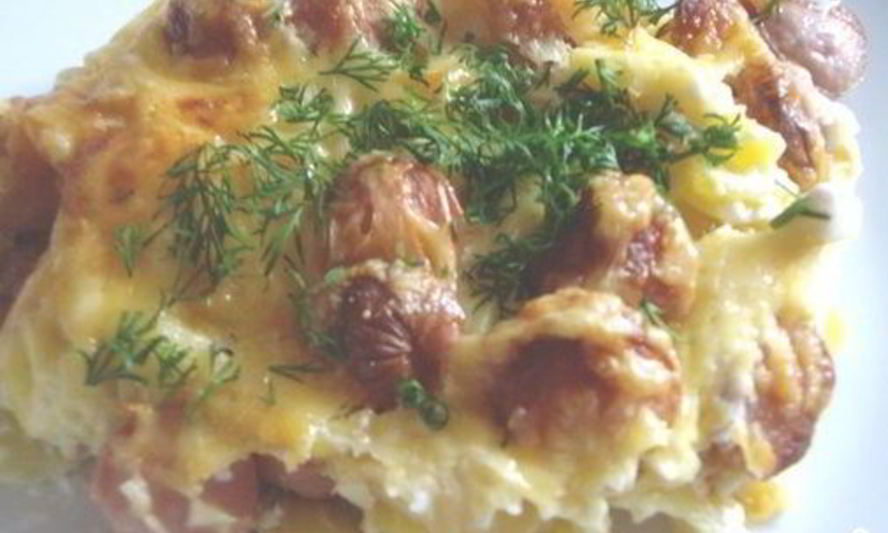 Рецепт запеченного картофеля с сосисками