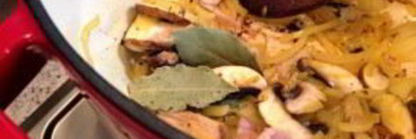 говяжья печень с грибами