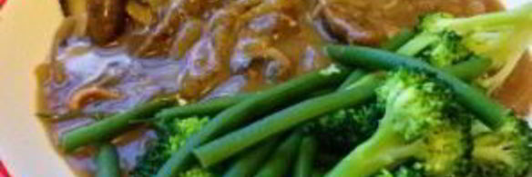 говяжья печень с грибами