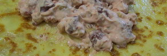 креспелле с печенью, нутом и помидорами черри