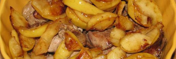 куриная печень с яблоками