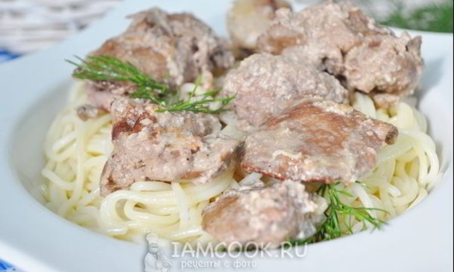 Рецепт куриной печени тушеной в сметане