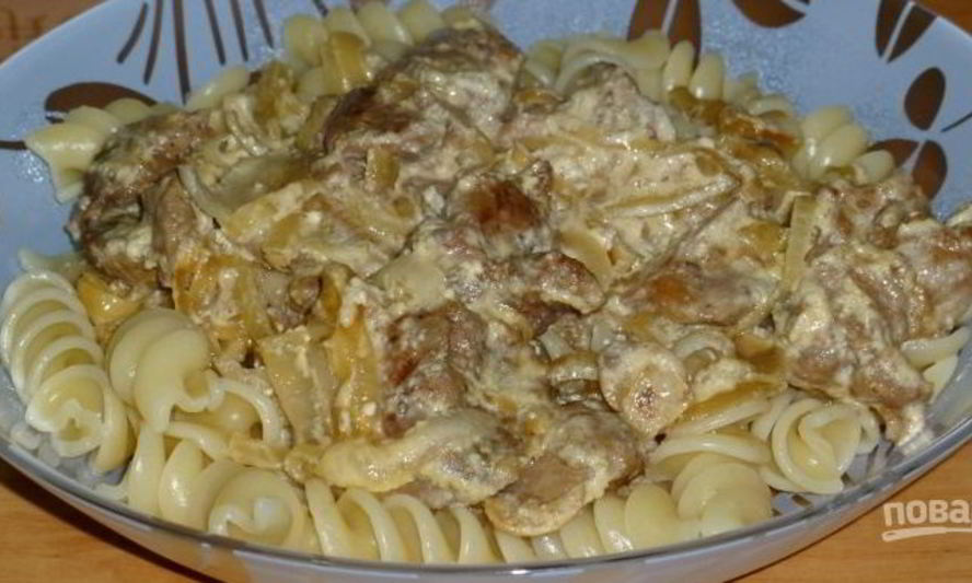 Рецепт печени куриной, жаренной со сметаной