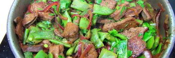 печень с плоской стручковой фасолью