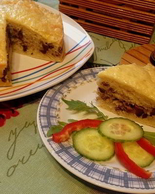 Печень с рисом в тесте