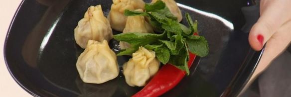 хинкали с мясом, мятои и корицеи