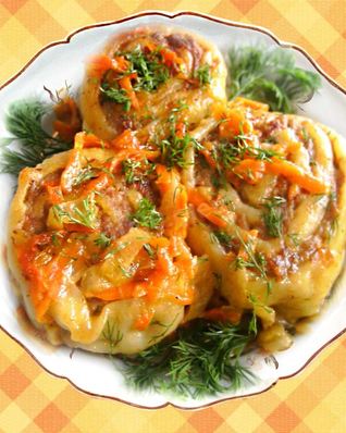 Ленивые пельмени с тыквой и фаршем