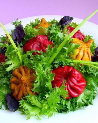 Постные цветные хинкали к 8 марта