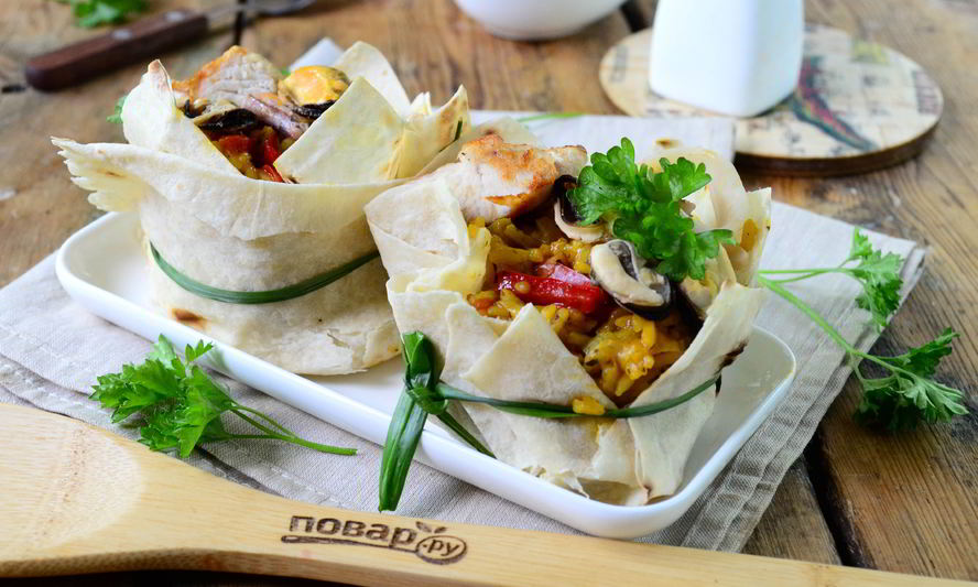 Рецепт паэльи в лаваше