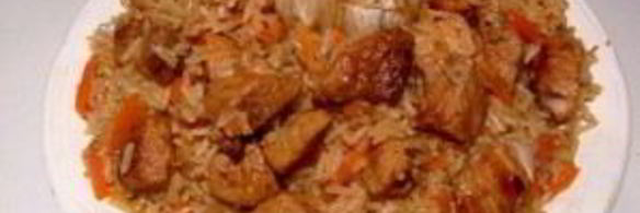 плов из пропаренного риса со свининой