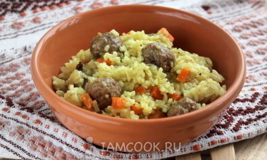 Рецепт плова с фрикадельками в мультиварке