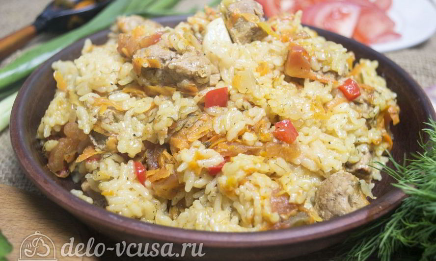 Рецепт плова с говядиного и помидорами